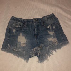 (2/$30) BLUE RIPPED JEAN SHORTS SIZE 00!